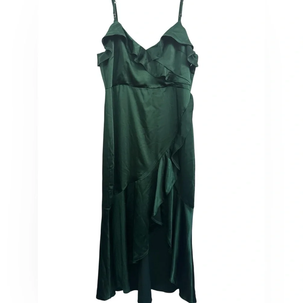 PETAL & PUP BIRDIE WRAP DRESS - EMERALD GREEN LARGE B2603